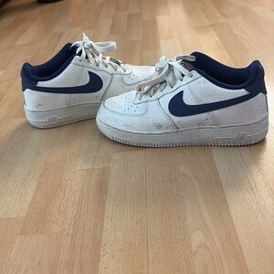 Nike Air Force 1 White and Navy Sneakers